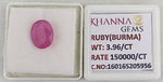 Load image into Gallery viewer, 3.96/CT Natural Ruby Stone with Govt. Lab Certificate-16016S205956