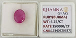 Load image into Gallery viewer, 4.74/CT Natural Ruby Stone with Govt. Lab Certificate-16140S206371