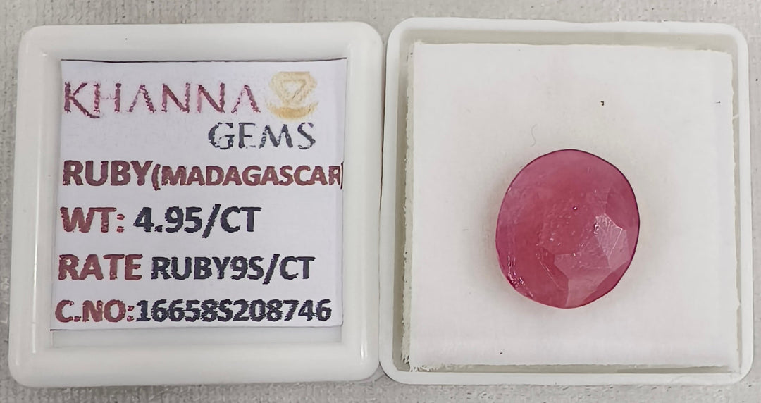 4.95/CT Natural Ruby Stone with Govt. Lab Certificate-16658S208746