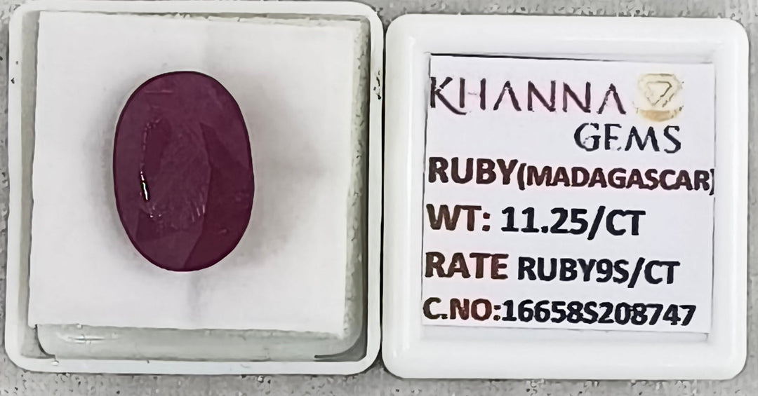 11.25/CT Natural Ruby Stone with Govt. Lab Certificate-16658S208747