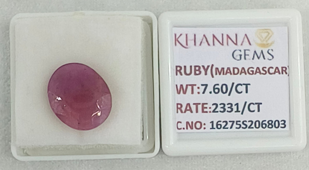 7.6/CT Natural Ruby Stone with Govt. Lab Certificate-16275S206803