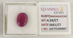 Load image into Gallery viewer, 4.59/CT Natural Ruby Stone with Govt. Lab Certificate-16275S206807