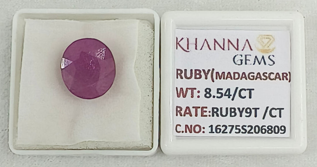 8.54/CT Natural Ruby Stone with Govt. Lab Certificate-16275S206809