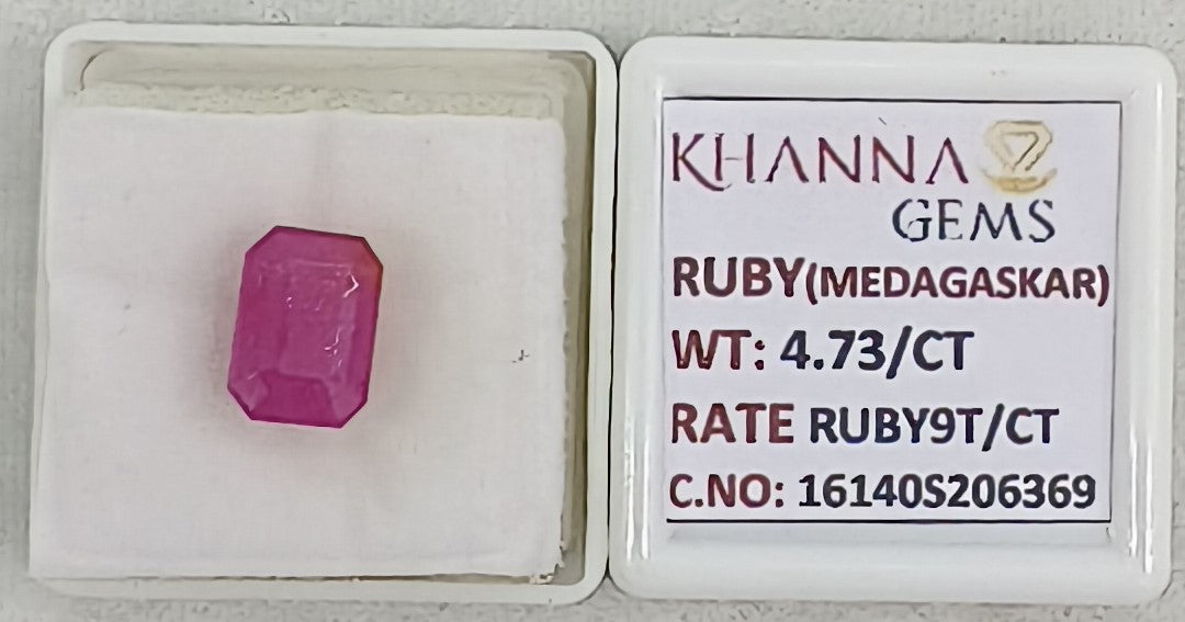 4.73/CT Natural Ruby Stone with Govt. Lab Certificate-16140S206369