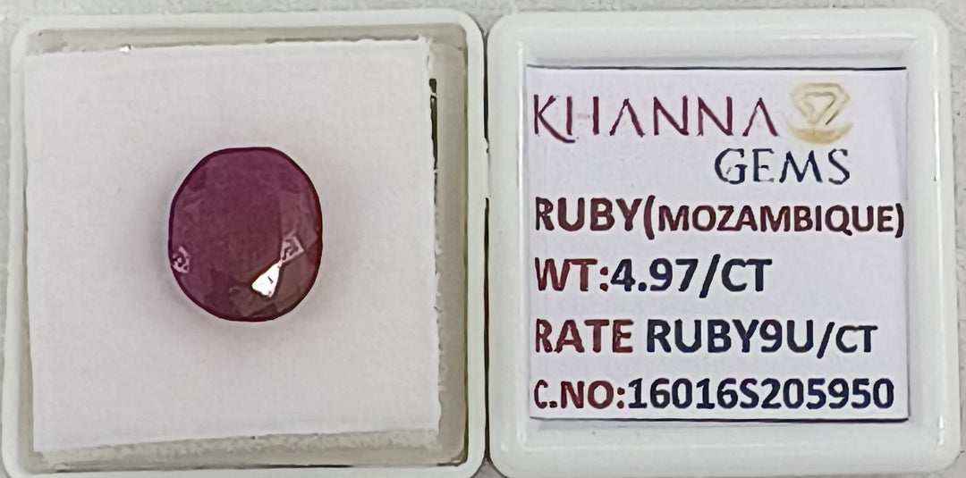 4.97/CT Natural Ruby Stone with Govt. Lab Certificate-16016S205950