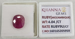 Load image into Gallery viewer, 4.04/CT Natural Ruby Stone with Govt. Lab Certificate-16016S205959