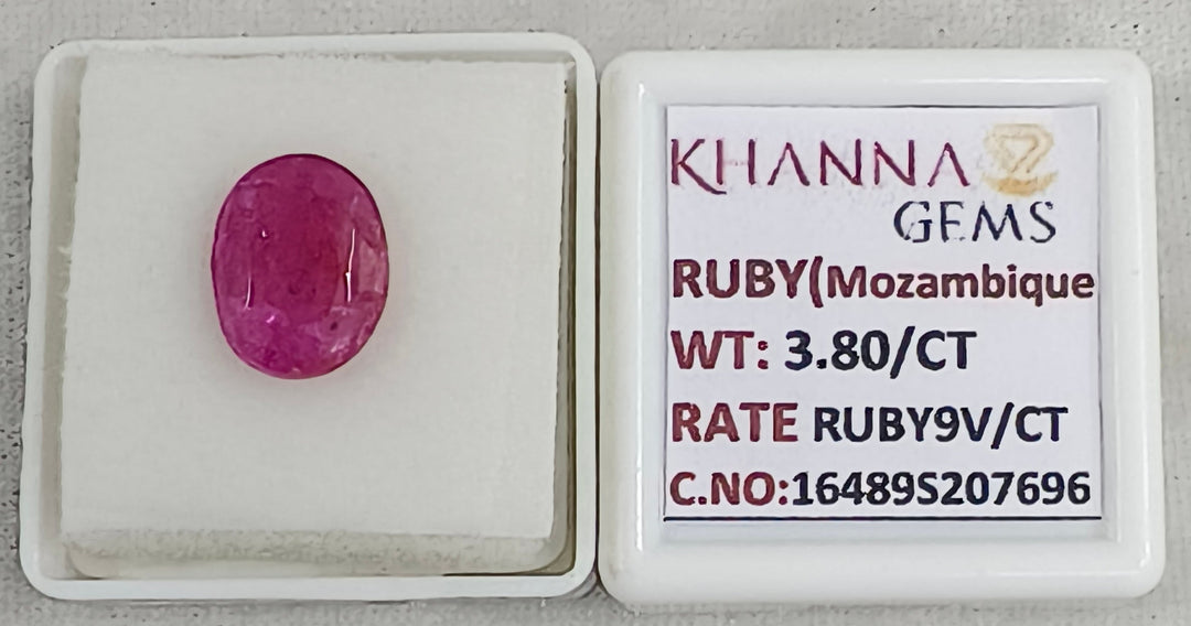 3.8/CT Natural Ruby Stone with Govt. Lab Certificate-16489S207696