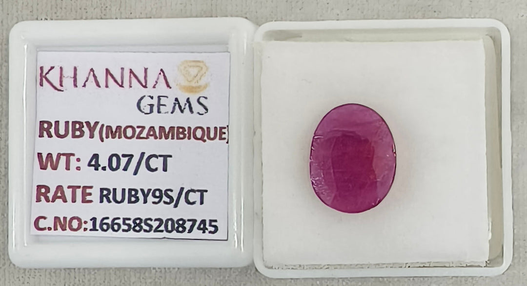 4.07/CT Natural Ruby Stone with Govt. Lab Certificate-16658S208745