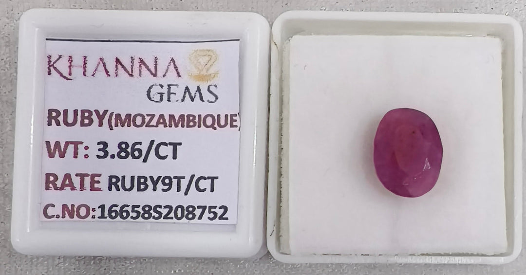 3.86/CT Natural Ruby Stone with Govt. Lab Certificate-16658S208752