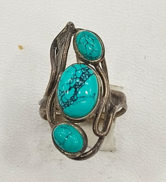 6.40/GM TURQUISE SILVER RING  (525)