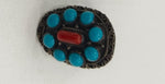 Load image into Gallery viewer, 11.90/GM TURQUISE &amp; CORAL SILVER RING (525)