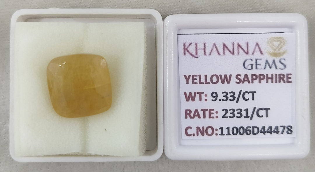 9.33/CT Natural Yellow Sapphire With Govt Lab Certificate-11006D44478