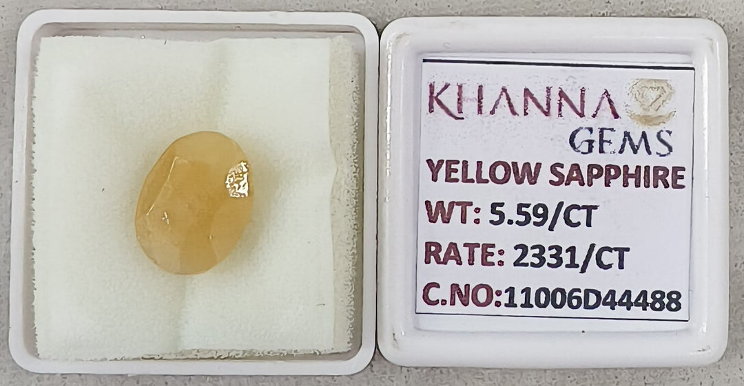 5.59/CT Natural Yellow Sapphire With Govt Lab Certificate-11006D44488