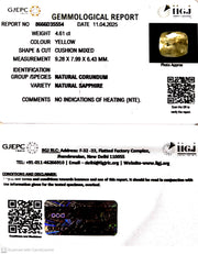 4.61/CT Natural Yellow Sapphire With Govt Lab Certificate