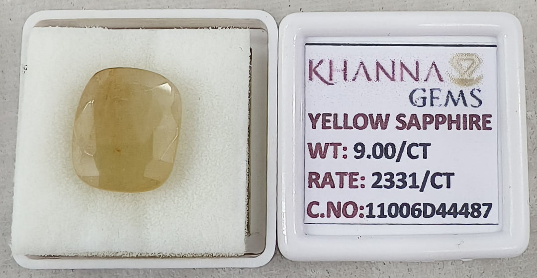 9.00/CT Natural Yellow Sapphire With Govt Lab Certificate-11006D44487