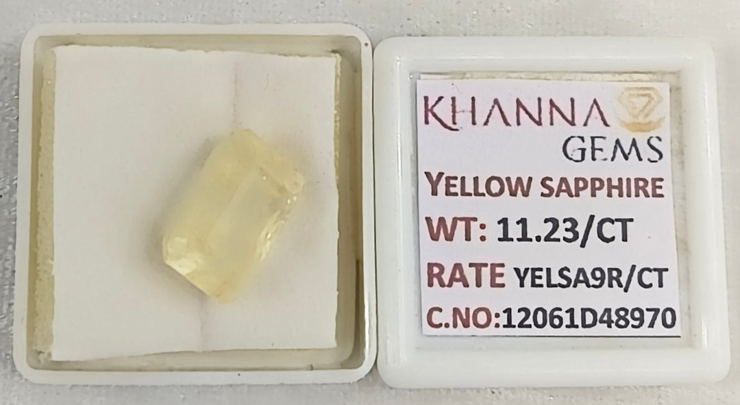 11.23/CT Natural Yellow Sapphire With Govt Lab Certificate-12061D48970
