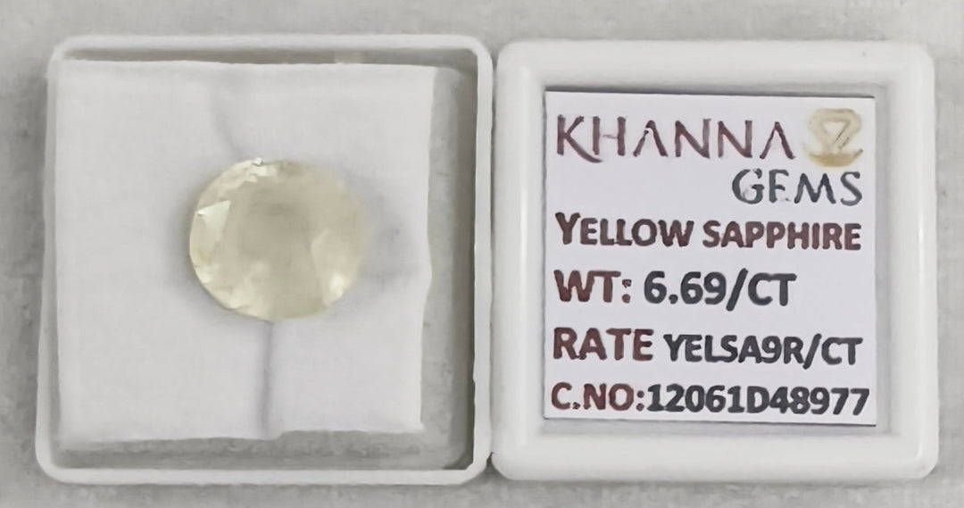 6.69/CT Natural Yellow Sapphire With Govt Lab Certificate-12061D48977