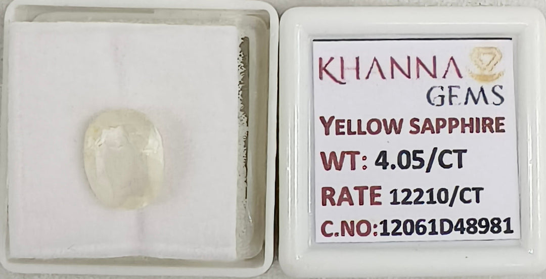 4.05/CT Natural Yellow Sapphire With Govt Lab Certificate-12061D48981