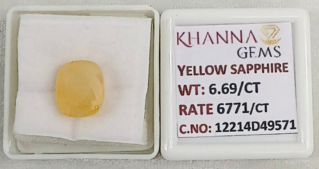 6.69/CT Natural Yellow Sapphire With Govt Lab Certificate-12214D49571