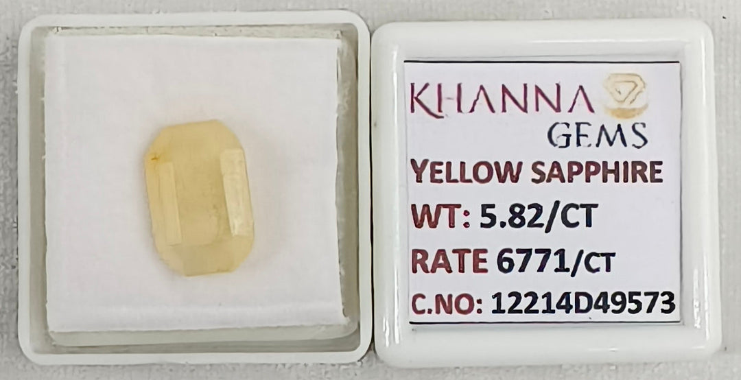 5.82/CT Natural Yellow Sapphire With Govt Lab Certificate-12214D49573
