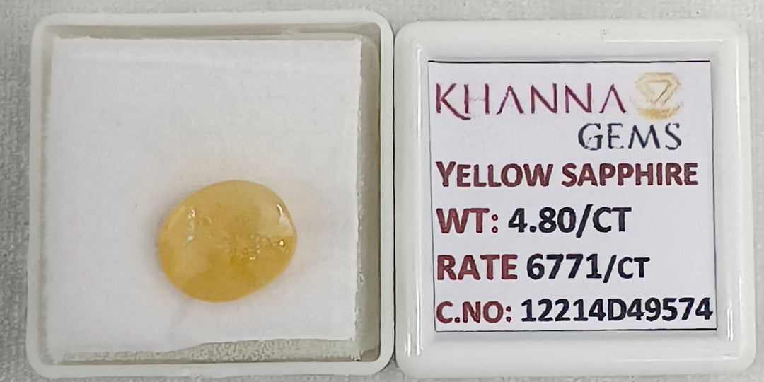 4.8/CT Natural Yellow Sapphire With Govt Lab Certificate-12214D49574