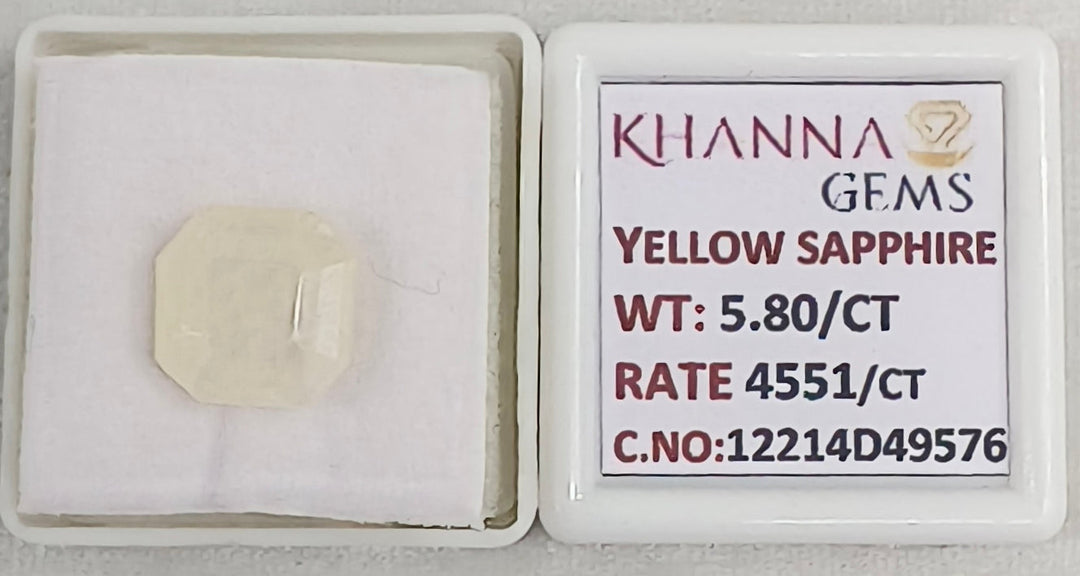 5.8/CT Natural Yellow Sapphire With Govt Lab Certificate-12214D49576