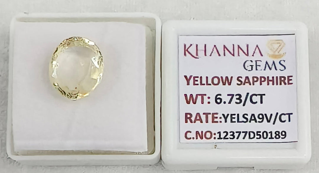 6.73/CT Natural Yellow Sapphire With Govt Lab Certificate-12377D50189