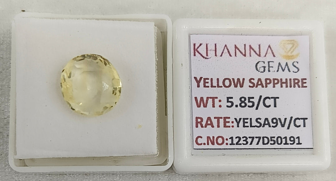 5.85/CT Natural Yellow Sapphire With Govt Lab Certificate-12377D50191
