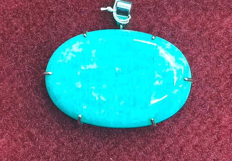 Silver Pendant of Natural Amazonite Stone-1800