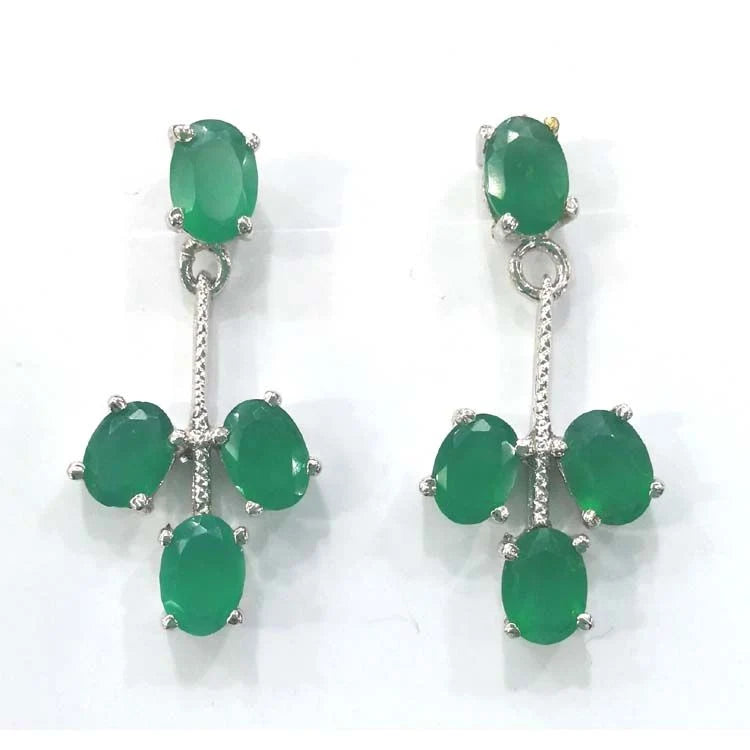 Silver Earring Green Onyx-E218-3810