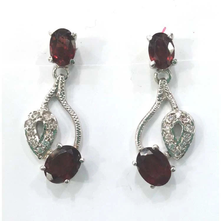 Silver Earring Zircon Garnet-E221-3870