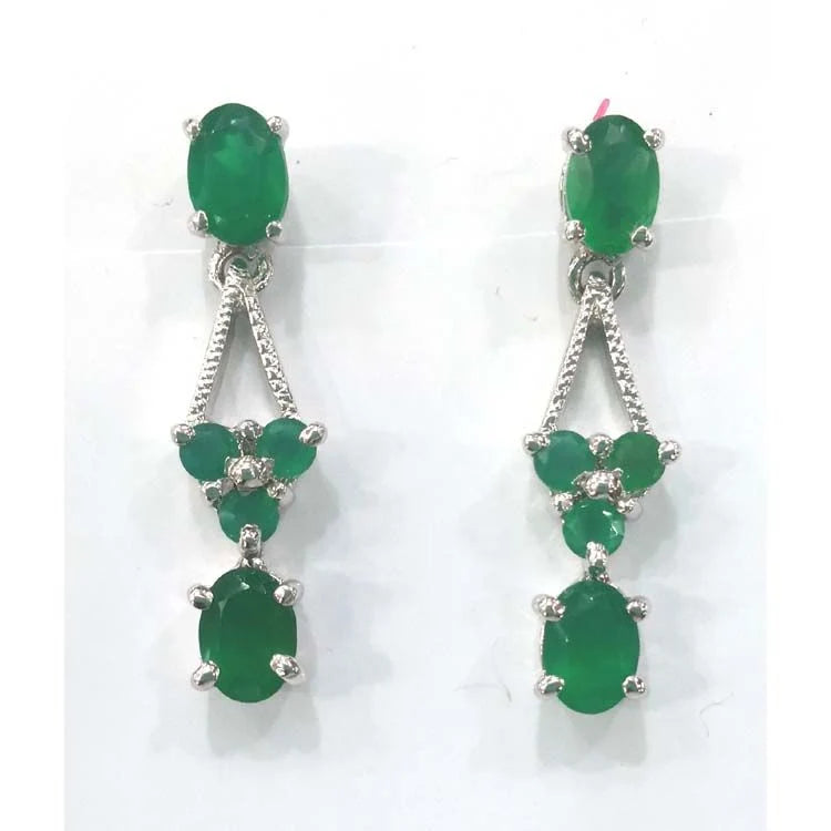Silver Earring Green Onyx-E22-3975