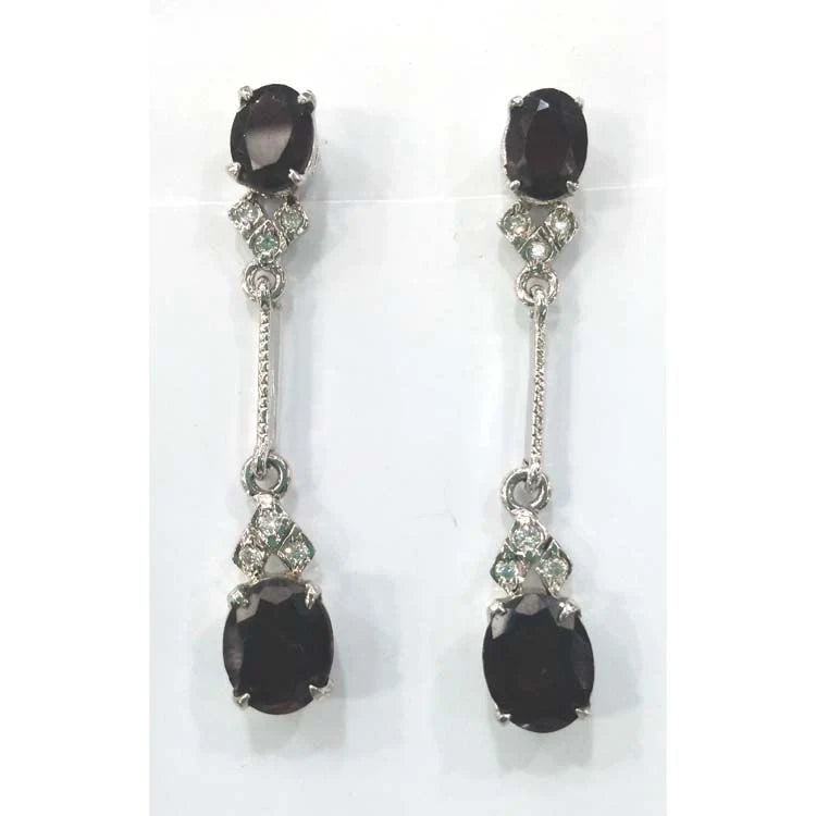 Silver Earring Zircon Garnet-E223-5025
