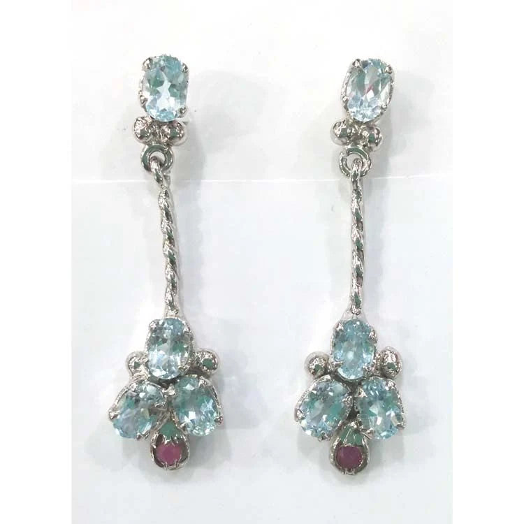 Silver Earring Aquamarine garnet- E224-6250