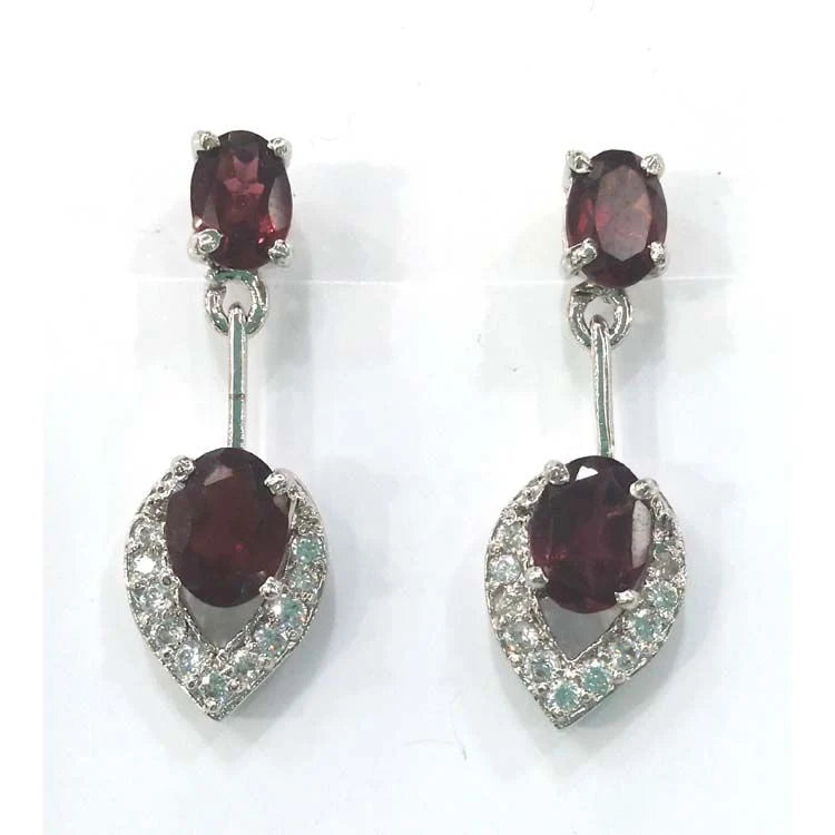 Silver Earring Zircon garnet-E225-3570