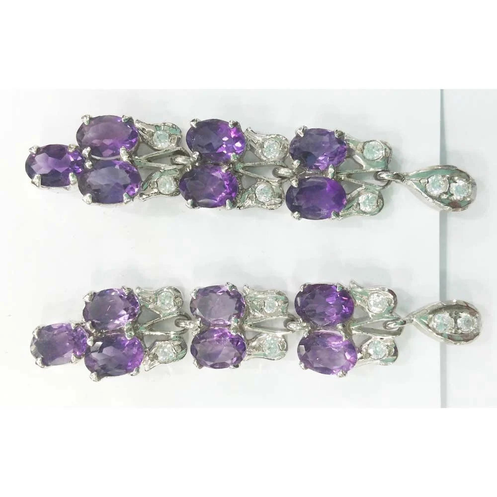 SILVER TOPS Amethyst Earring - E10