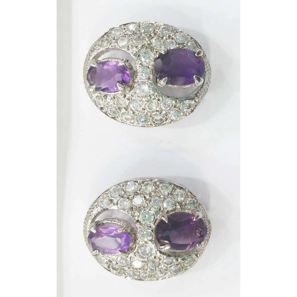SILVER TOPS Amethyst Earring - E107