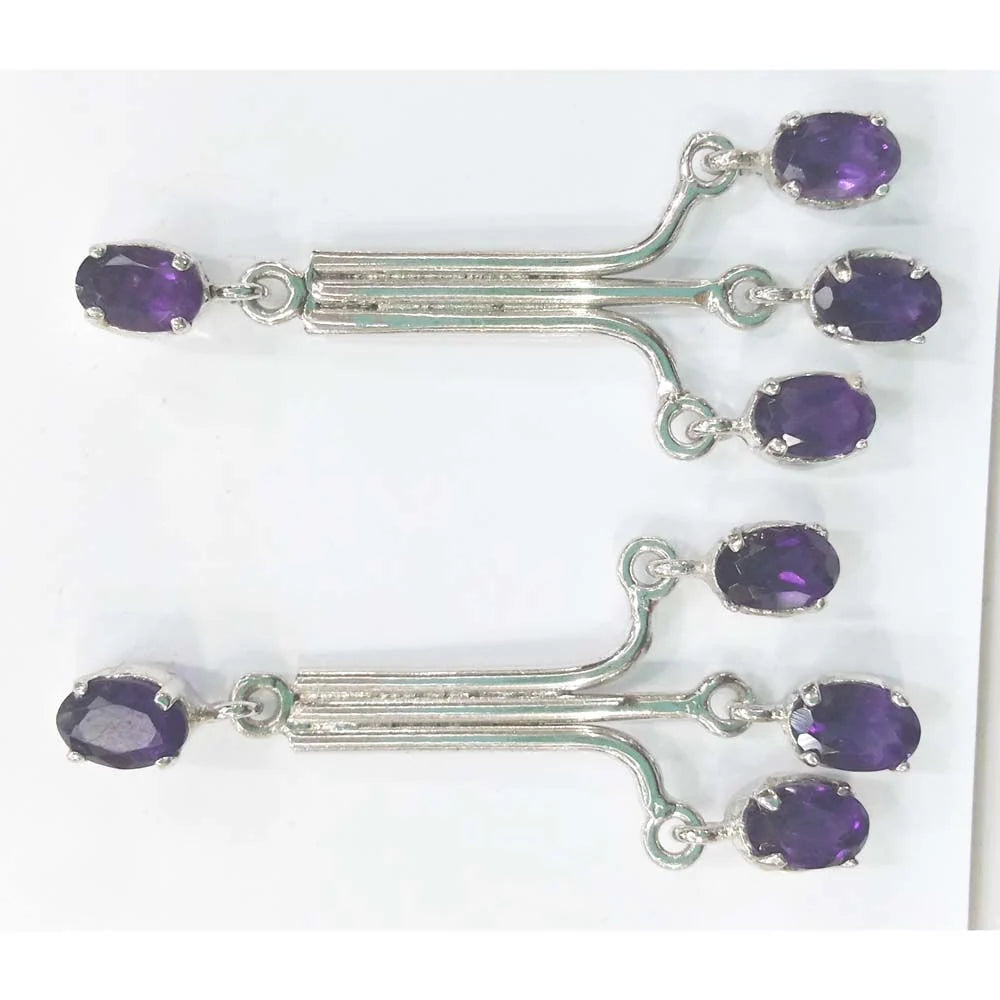 SILVER TOPS Amethyst Earring - E12