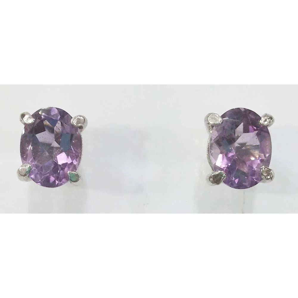 SILVER TOPS Amethyst Earring - E133