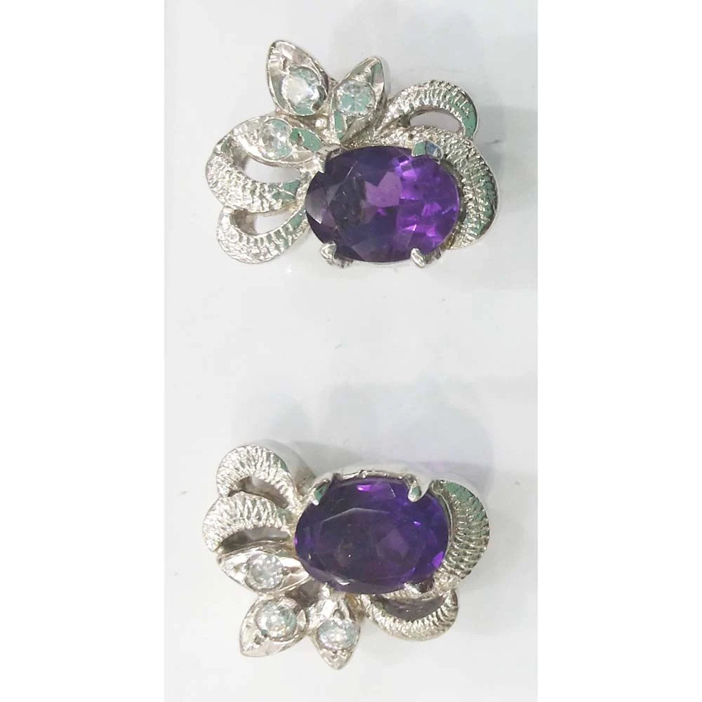 SILVER TOPS Amethyst Earring - E192
