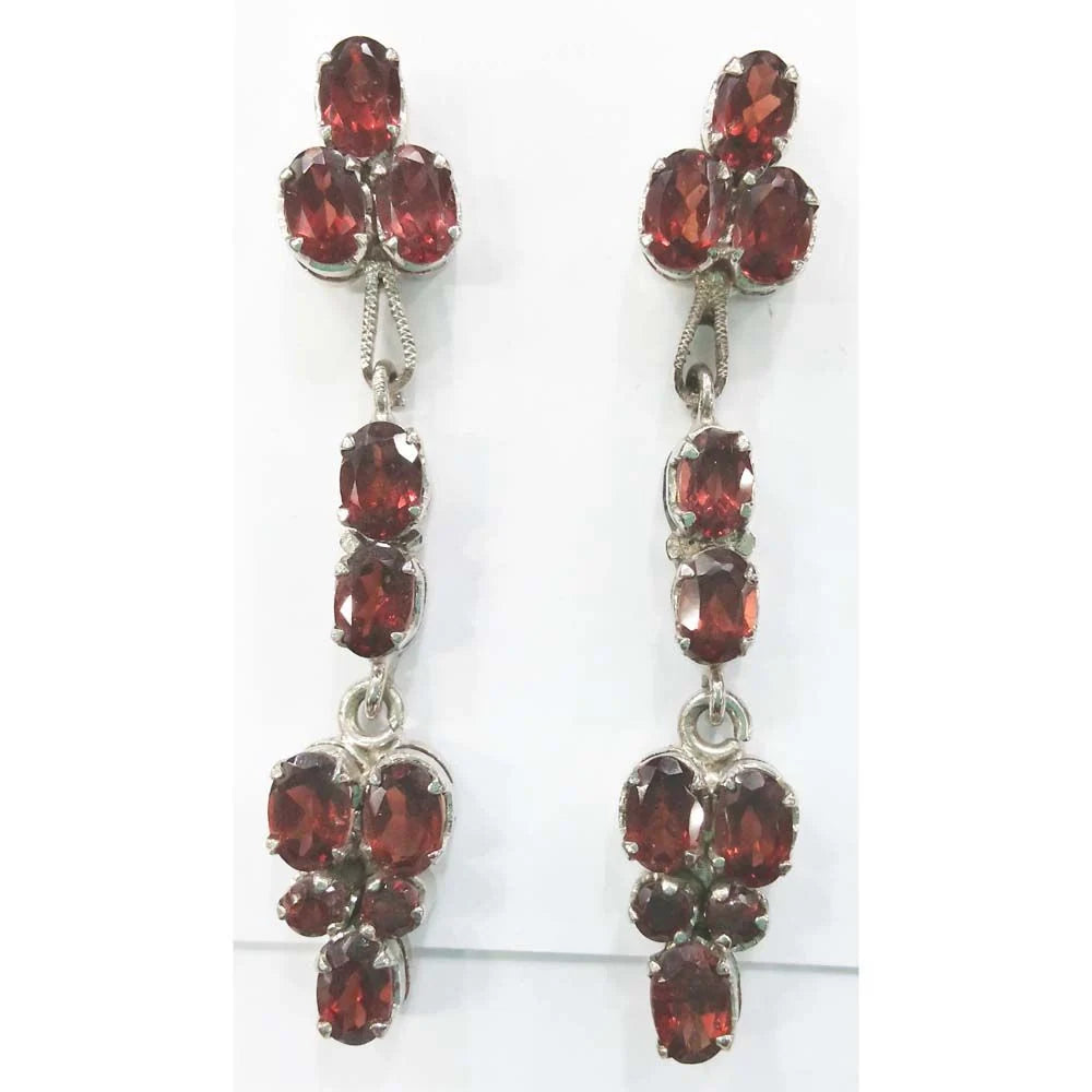 SILVER TOPS Garnet-earring- E22