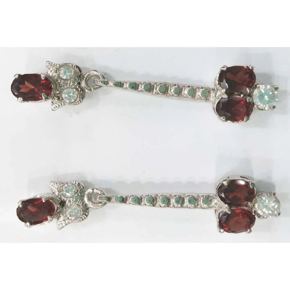 SILVER TOPS Garnet-earring - E23