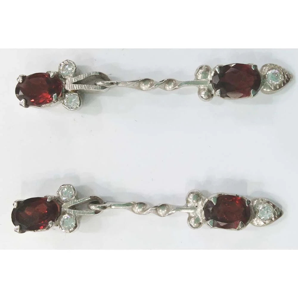 SILVER TOPS Garnet-earring - E24