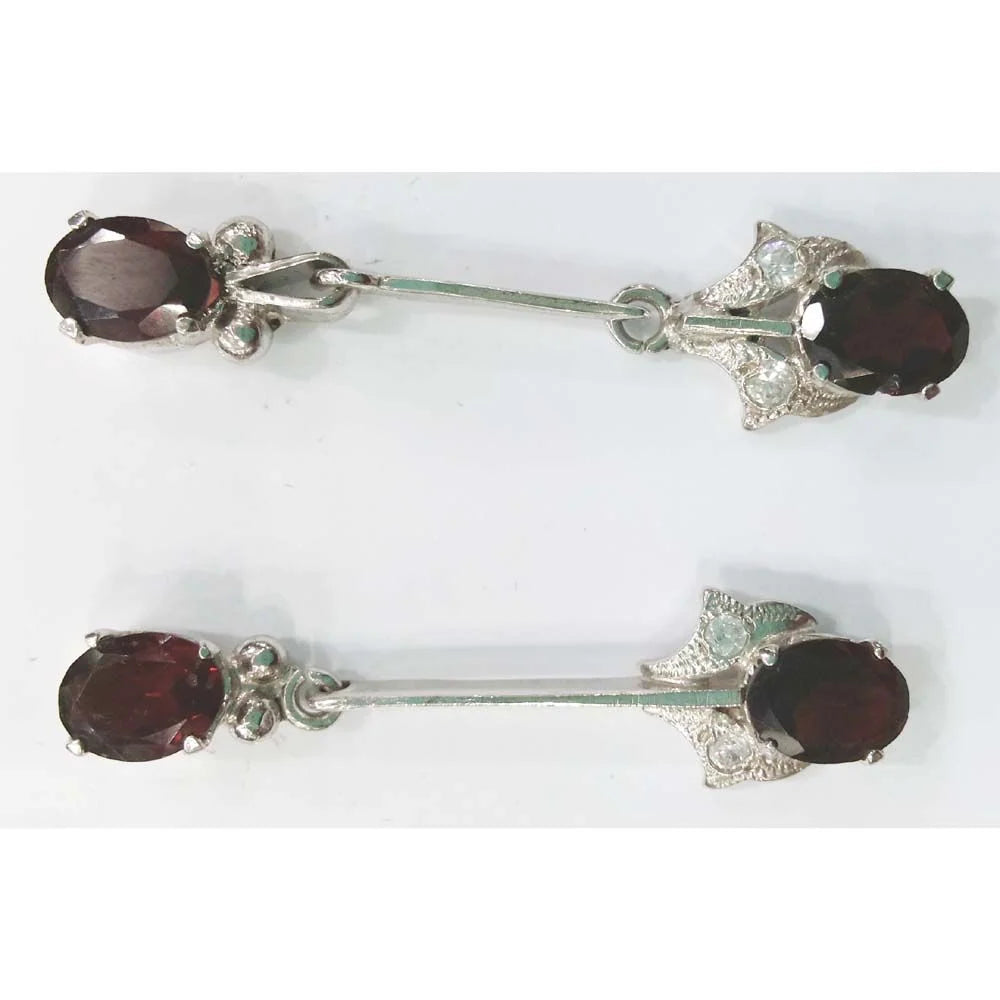 SILVER TOPS Garnet-earring - E26