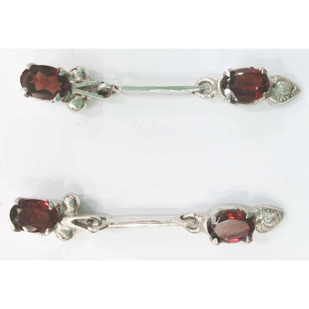 SILVER TOPS Garnet-earring - E31
