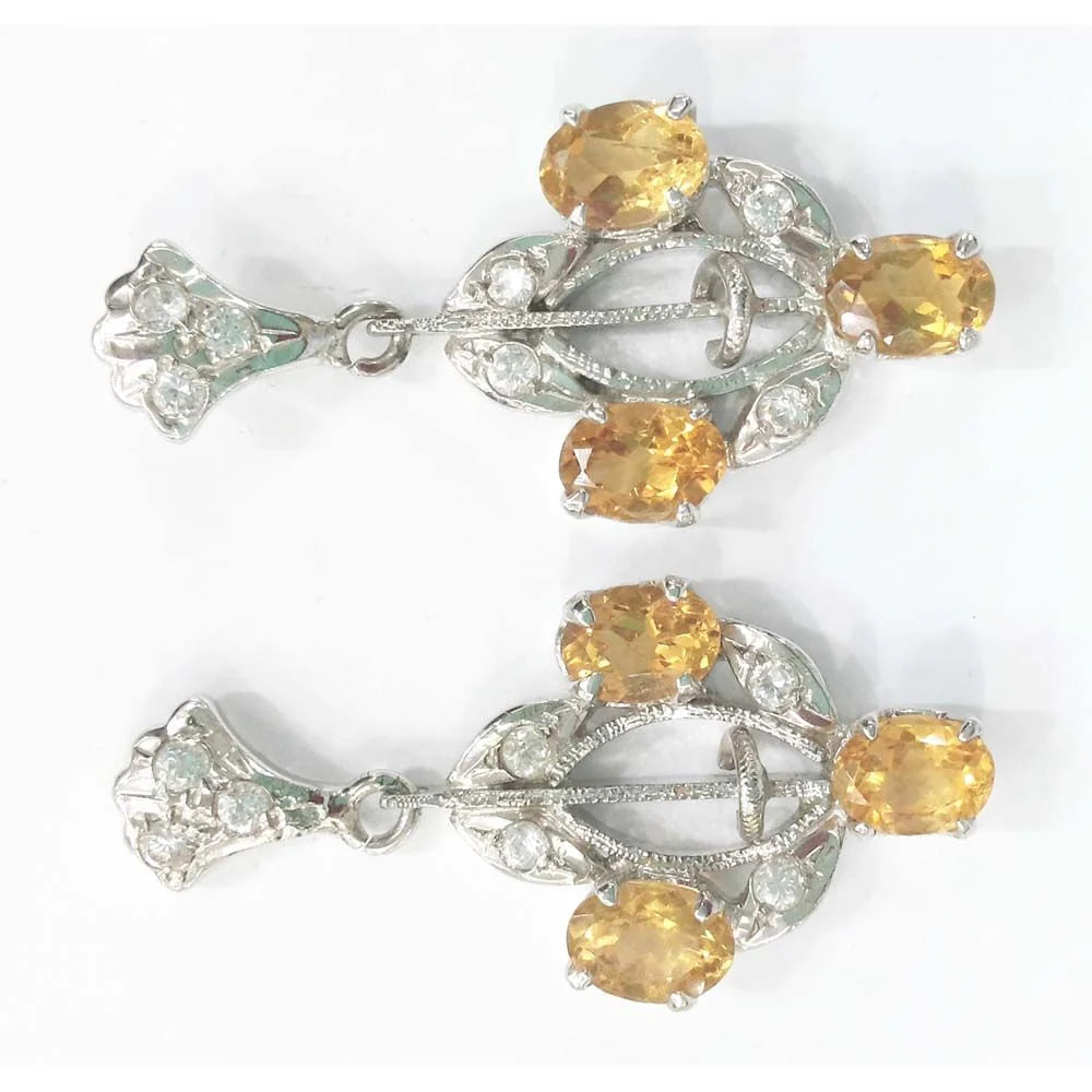 SILVER TOPS Goldan Topaz and zircon Earring - E40