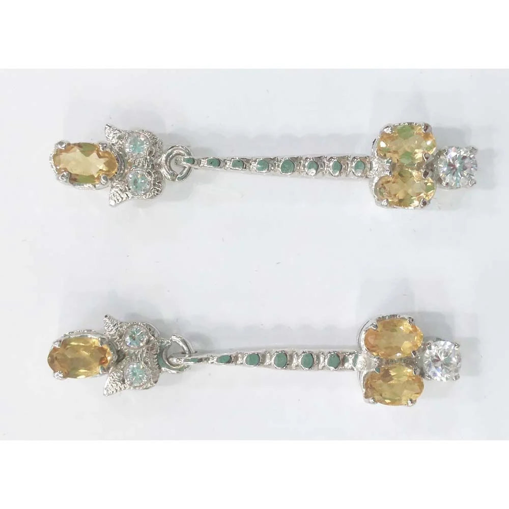 SILVER TOPS Goldan Topaz and zircon Earring  - E41