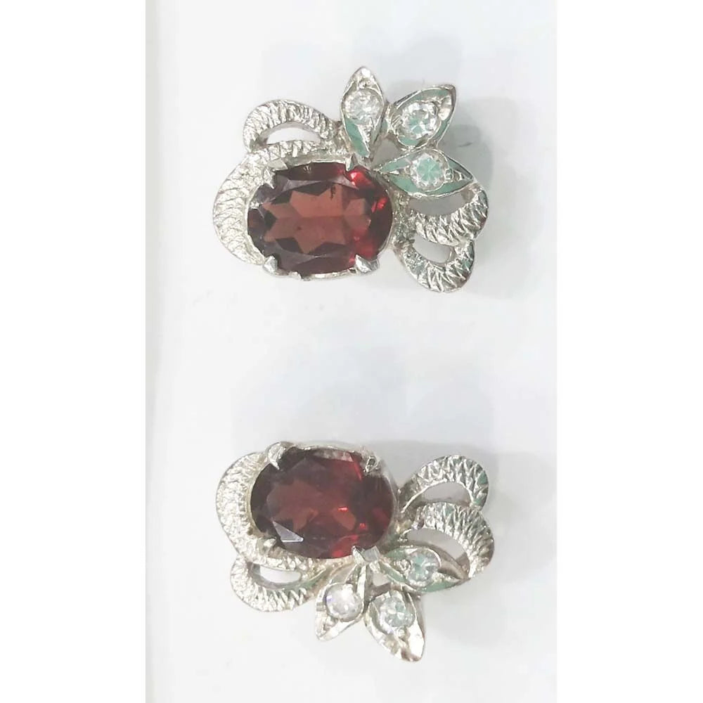 SILVER TOPS Garnet-earring -E54