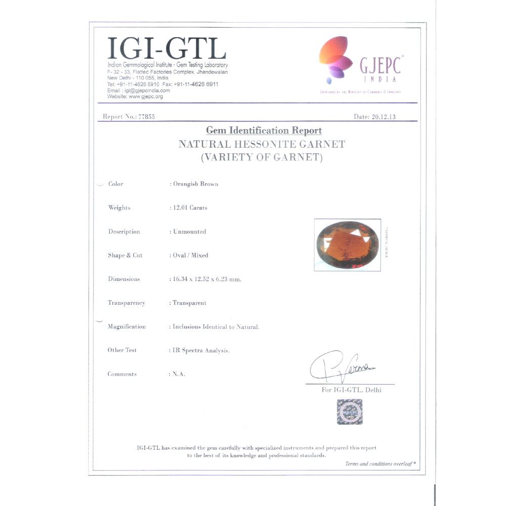 13.34 Ratti Natural Govt. Lab Certified Ceylonese Gomed-(2100)