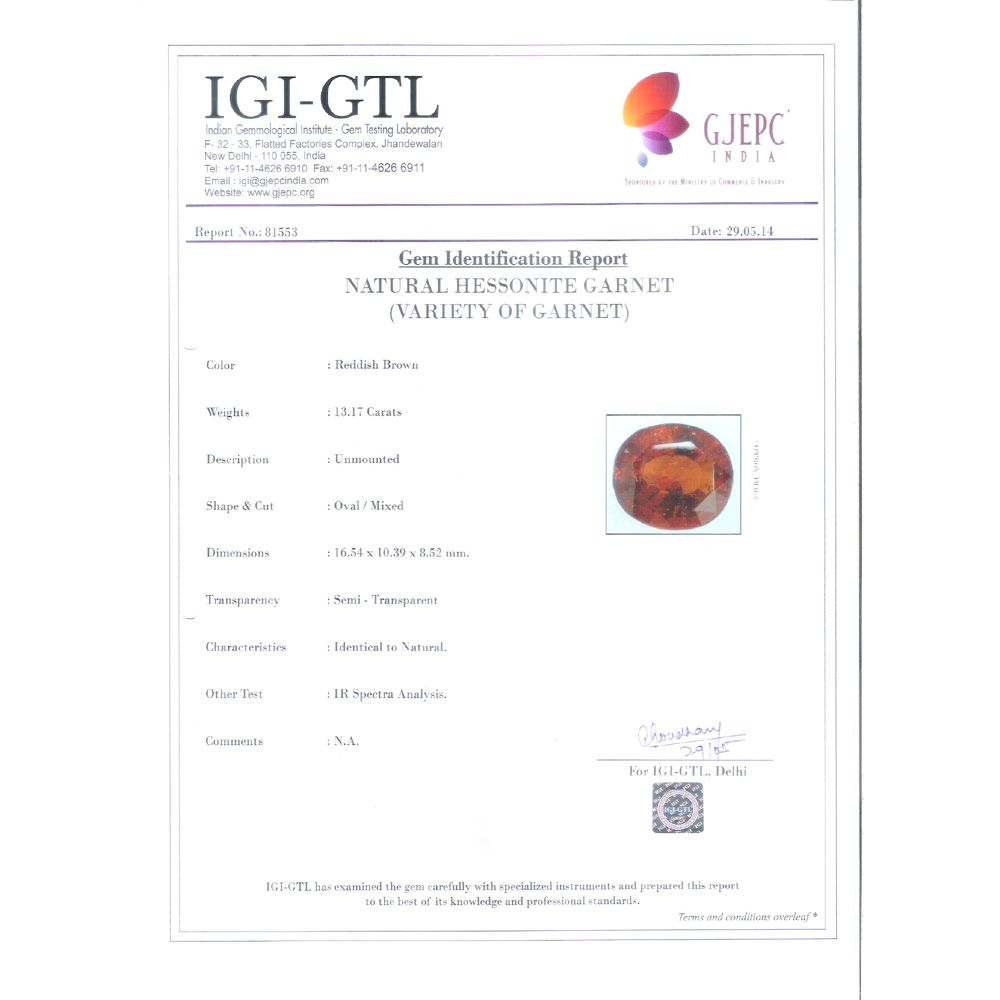 14.63 Ratti Natural Govt. Lab Certified Ceylonese Gomed-(2100)